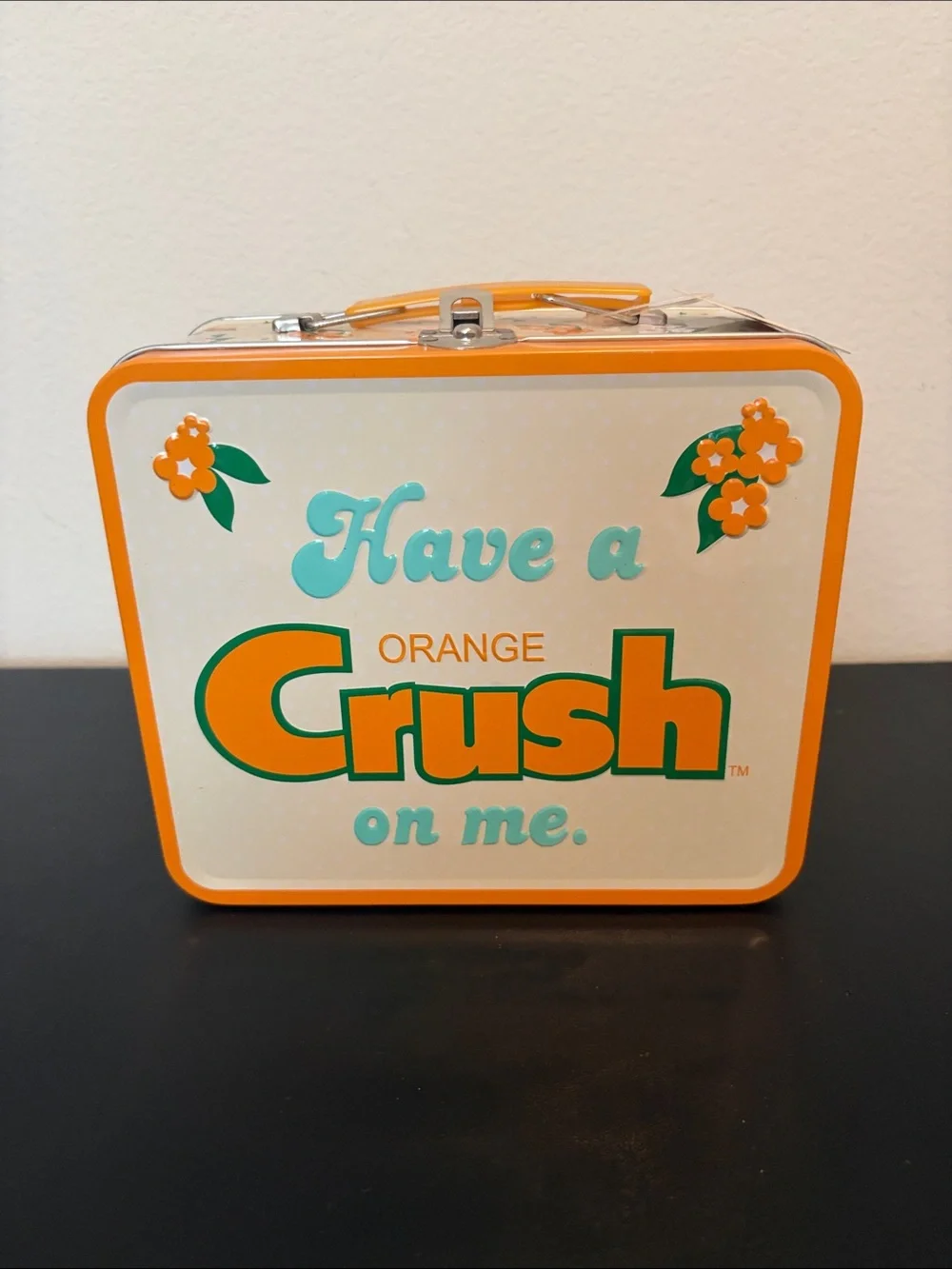 Brand New Orange Crush Retro Tin Lunchbox - Orange and White